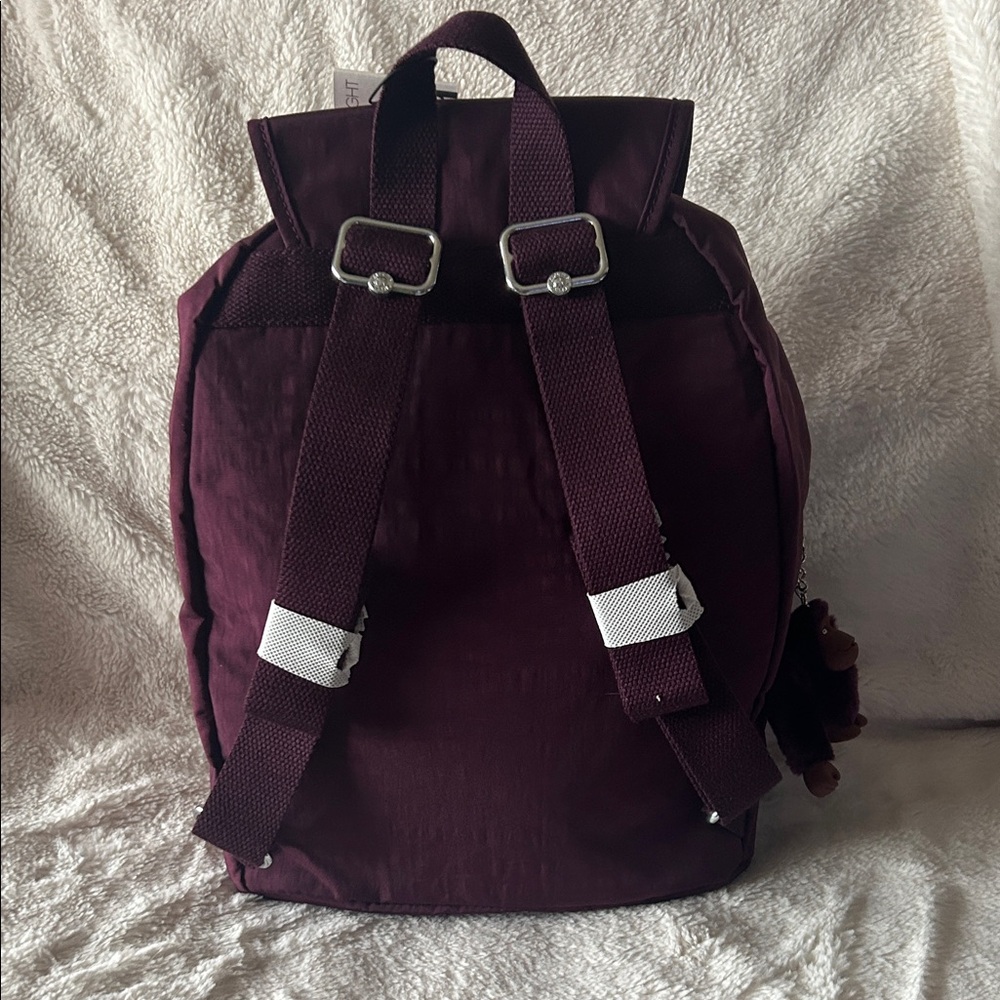 Kipling Queenie Burgundy Backpack with Keychain - Picture 5 of 16